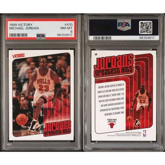 1999 Victory Michael Jordan #410 PSA 8 NM-MT Near Mint Chicago Bulls Card - Picture 1 of 3